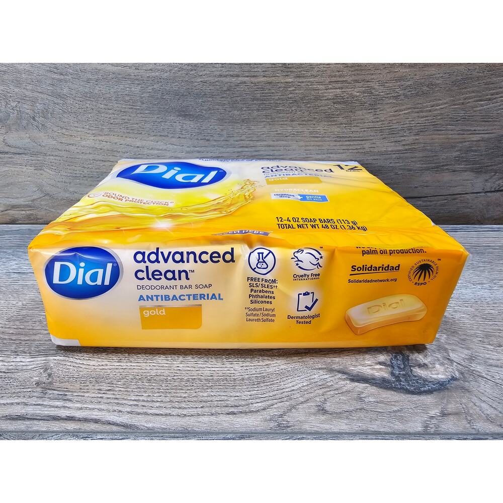 Dial Complete Antibacterial Deodorant Bar Soap Advanced Clean Gold 4 oz 12 Bars - Picture 2 of 3